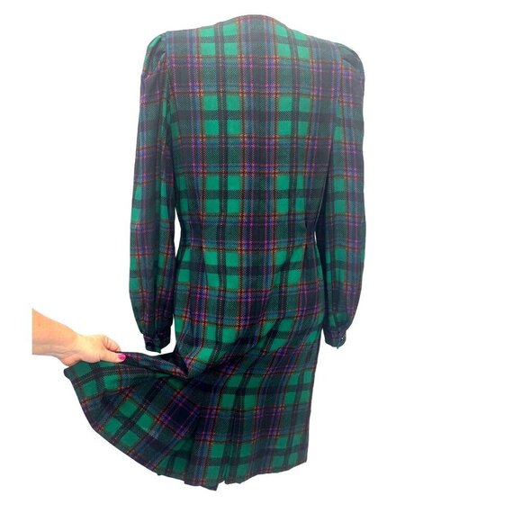 Neiman Marcus Plaid Dress Made In France Vintage Shirt Jacket Dress Ladies MED - Picture 6 of 10